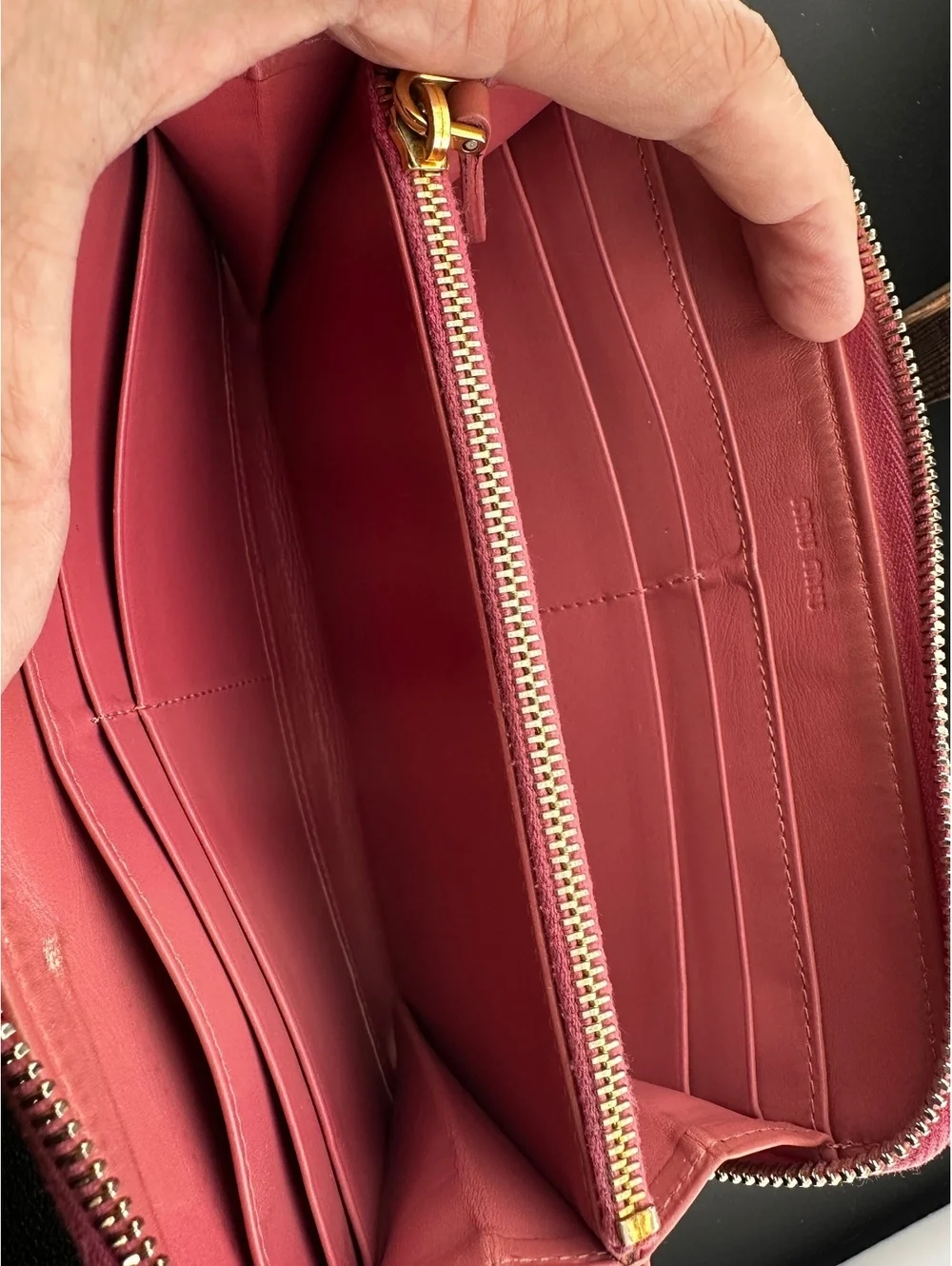 Miu Miu Pink Croc-Embossed Leather Zip-Around Wallet